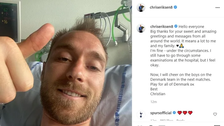 Christian Eriksen deelt nieuws uit ziekenhuis