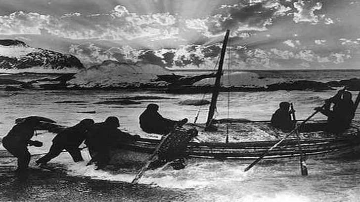 Vertrek van de James Caird vanaf Elephant Island in 1916