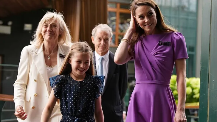 Kate Middleton with daughter Charlotte at Wimbledon