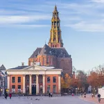 Historic Der Aa-kerk church at the fish market in Groningen