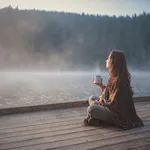 Woman Relaxing In Nature.