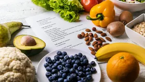 balanced diet plan with fresh healthy food on the table