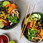 Plantaardige bibimbap bowl