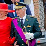 King Filip and Queen Mathilde at the Te Deum, Princess Elisabeth, Prince Emmanuel, Prince Gabriel, Princess Eleonore, King Albert, Queen Paola at the National Day of Belgium and the 10 year jubilee of King Filip