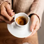 Coffee Cup, Lady's hands holding Coffee Cup, Woman holding a white mug, Espresso in white cup