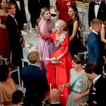 Princess Ingrid-Alexandra of Norway ,Queen Margrethe and Prince Christian attend Prince Christian of Denmark his 18th birthday with a Gala Dinner at Christiansborg Palace