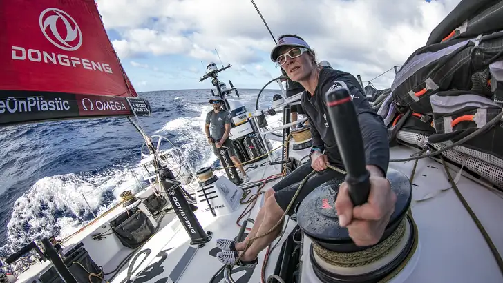 Leg 02, Lisbon to Cape Town, day 09, afternoon on board Dongfeng. fish eye shots. Photo by Jeremie …