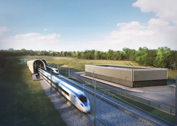 De futuristische constructies die de 'sonische knallen' van de HS2-treinen zullen dempen.