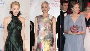 Drieluik foto's van prinses Charlene, links in 2013, midden in 2022 en rechts in 2025.
