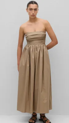 The Frankie Shop – Matteau Strapless Lace Up Dress - Stone – € 488