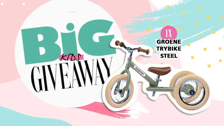 Big Kids Giveaway: een groene Trybike steel loopfiets