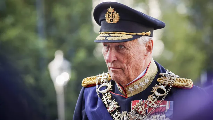 Ceremonial opening of the 168th Parliament in Norway Oslo 20231003. King Harald arrives at the ceremonial opening of the