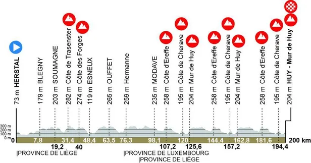 Profiel parcours Waalse Pijl 2026