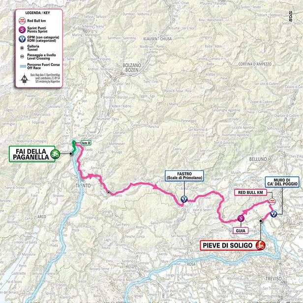 Map Giro 2026 etappe 18.