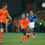 Wesley Sneijder, de meester van de dieptepass, zoals hier tegen Brazilië.