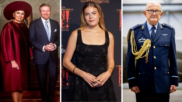 Oranjes op Instagram – Drieluik foto's met links Willem-Alexander en Máxima, midden gravin Eloise en rechts professor Pieter van Vollenhoven.