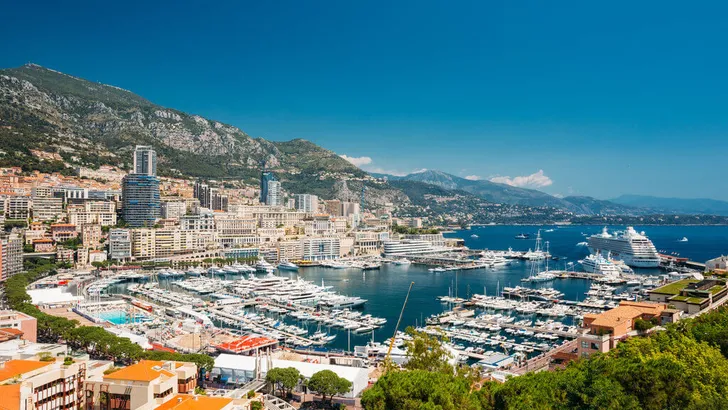 Monaco, Monte Carlo cityscape. Real estate architecture on mount