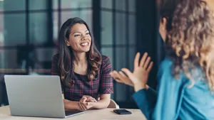 Colleagues discussing business