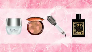 Beau Monde's Beauty Buzz – Collagefoto op roze achtergrond met nieuwe beauty-releases.