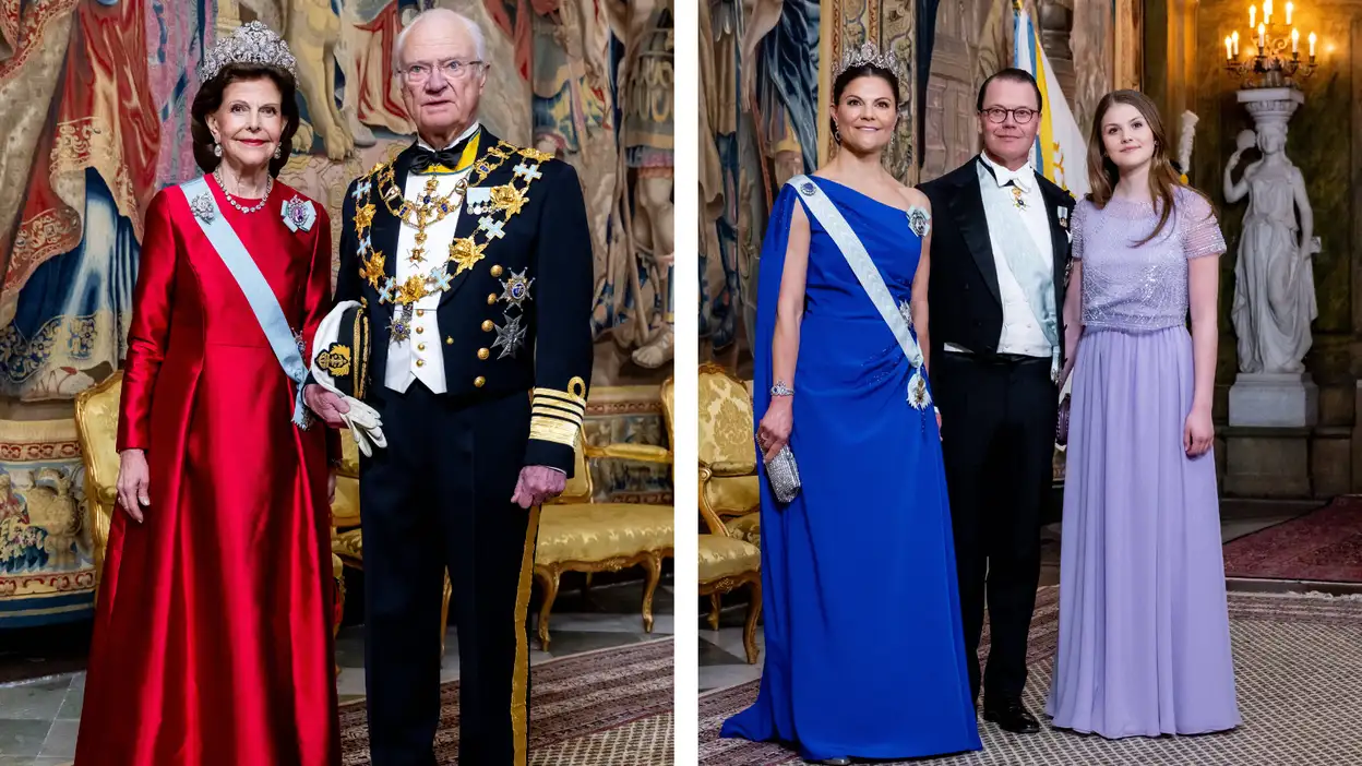 Grappig detail: Koningin Silvia combineerde haar rode Georg et Arend-robe met een 'Queen of Hearts'-clutch van Judith Leibner. Lekker toepasselijk! (Beeld: NL Beeld)