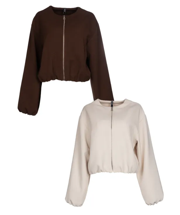 Geweven bombers van Wibra in twee kleuren.