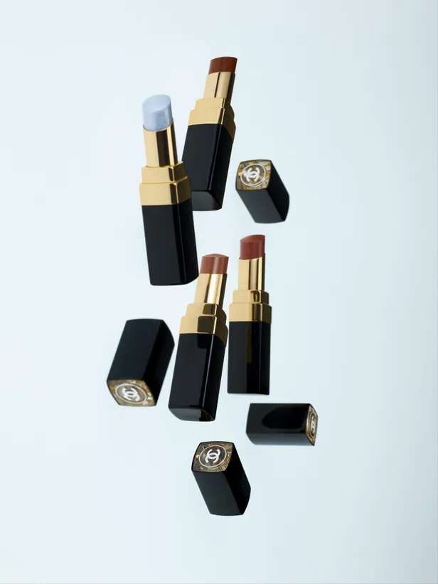 ROUGE COCO FLASH in Baby Blue, Washed Beige, Faded Orange en Raw Brown