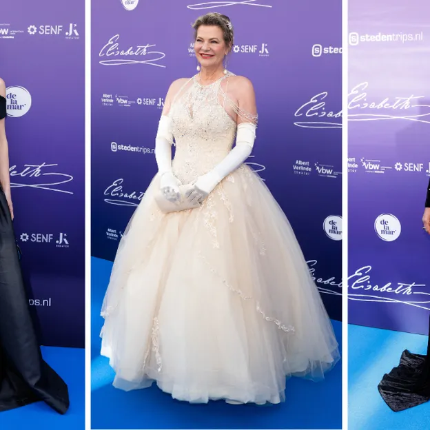 BN'ers gaan voor keizerlijke glamour bij première Elisabeth de Musical. – Drieluik foto's van Bekende Nederlanders bij de première van Elisabeth de Musical. Links Susanna Klibansky, midden Justine Marcella, rechts Nyasa Alberta.