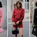 Fashion voor Valentijn. – Drieluik streetstyle foto's met links een jonge vrouw in een roze outfit, midden in rood en rechts in zwart.