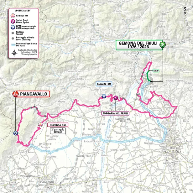 Map parcours Giro 2026 etapppe 20