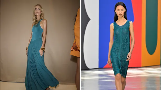 Zwierige jurken bij Zimmermann en chic tot in de details bij Akris: Transformative teal is dé kleur van 2026.