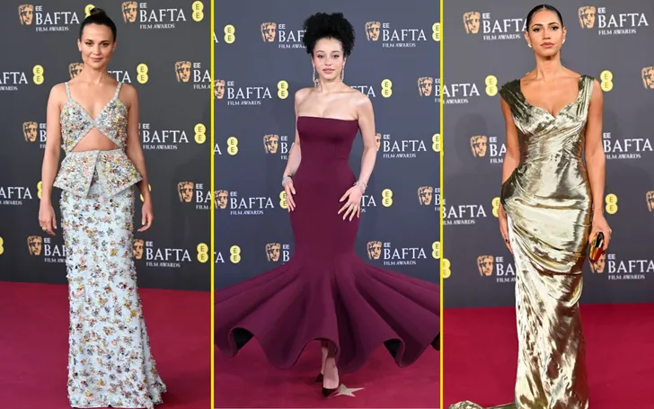 Alicia Vikander, Chase Infiniti en Vick Hope op de rode loper bij de BAFTA's 2026