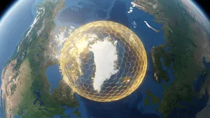 AI-gegenereerde voorstelling van de 'Golden Dome'