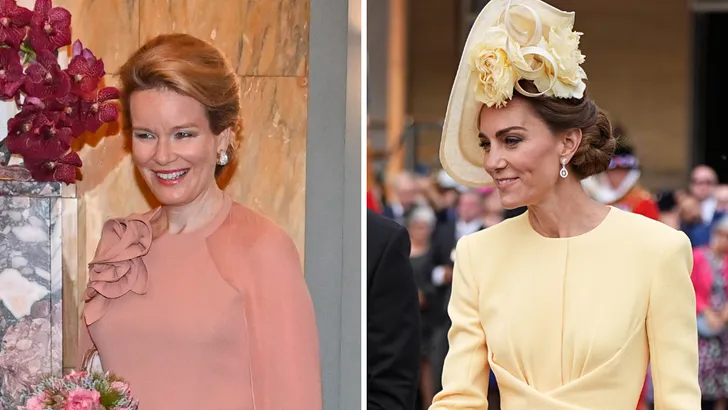 Tweeluik foto's van koningin Mathilde en prinses Kate