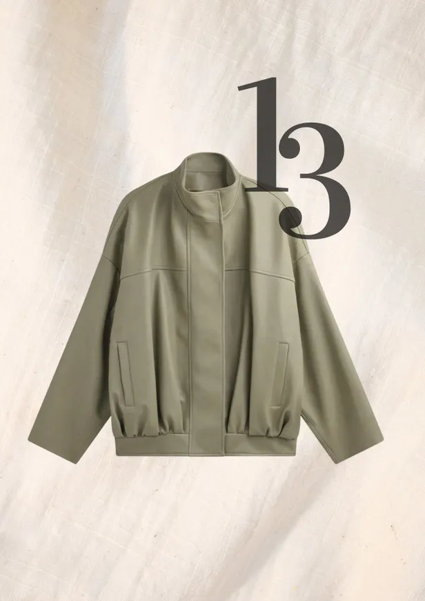The Franky Shop – Veren Faux Leather Bomber Jacket - Sage