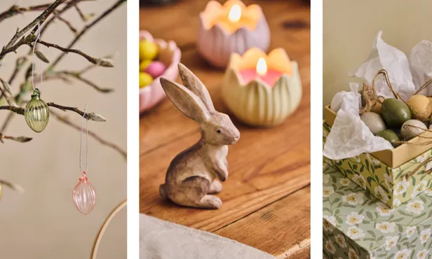 Collage van paasdecoratie van Søstrene Grene.