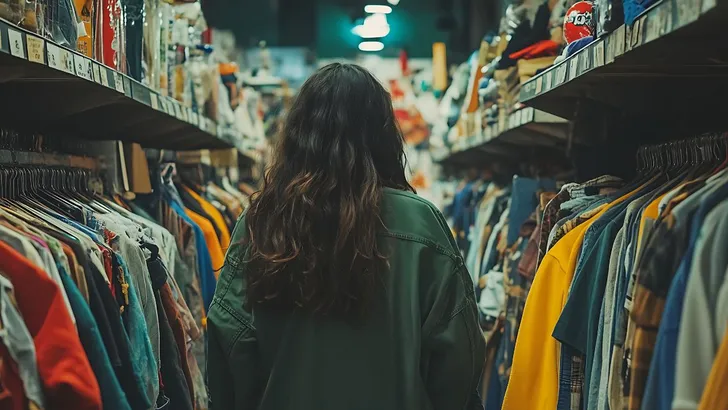 Een vrouw die door een vintage store loopt - fashion