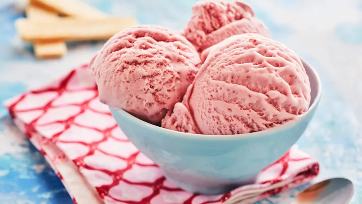 Creamy Italian strawberry gelato or ice cream