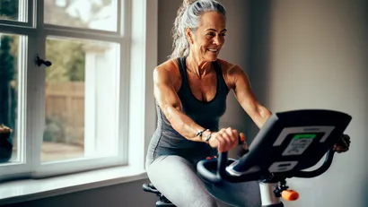 Vrouw op hometrainer