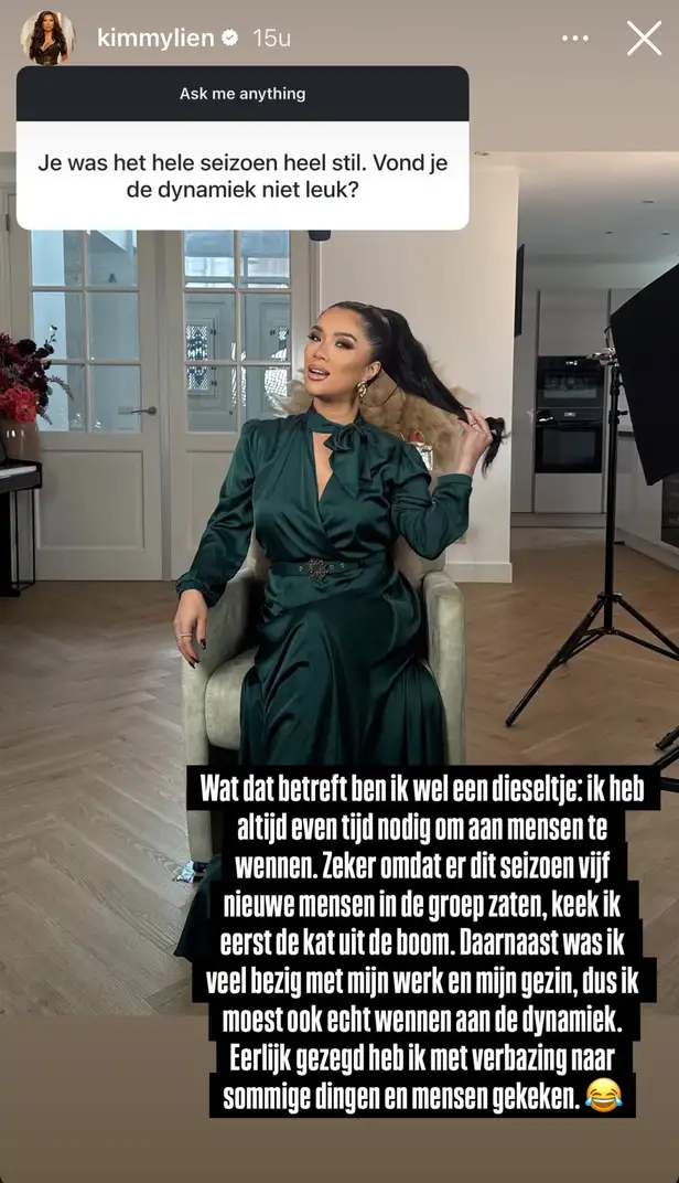 Kimmylien beantwoordt vragen van fans in een Q&A op Instagram Stories | Beeld: @Kimmylien 