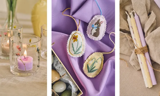 Collage van paasdecoratie van Søstrene Grene.