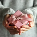 gift box in female hands. Holiday, give, gift.