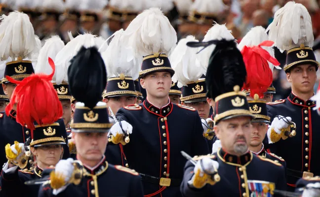 Prins Gabriël liep samen met z'n medestudenten mee in het défilé.