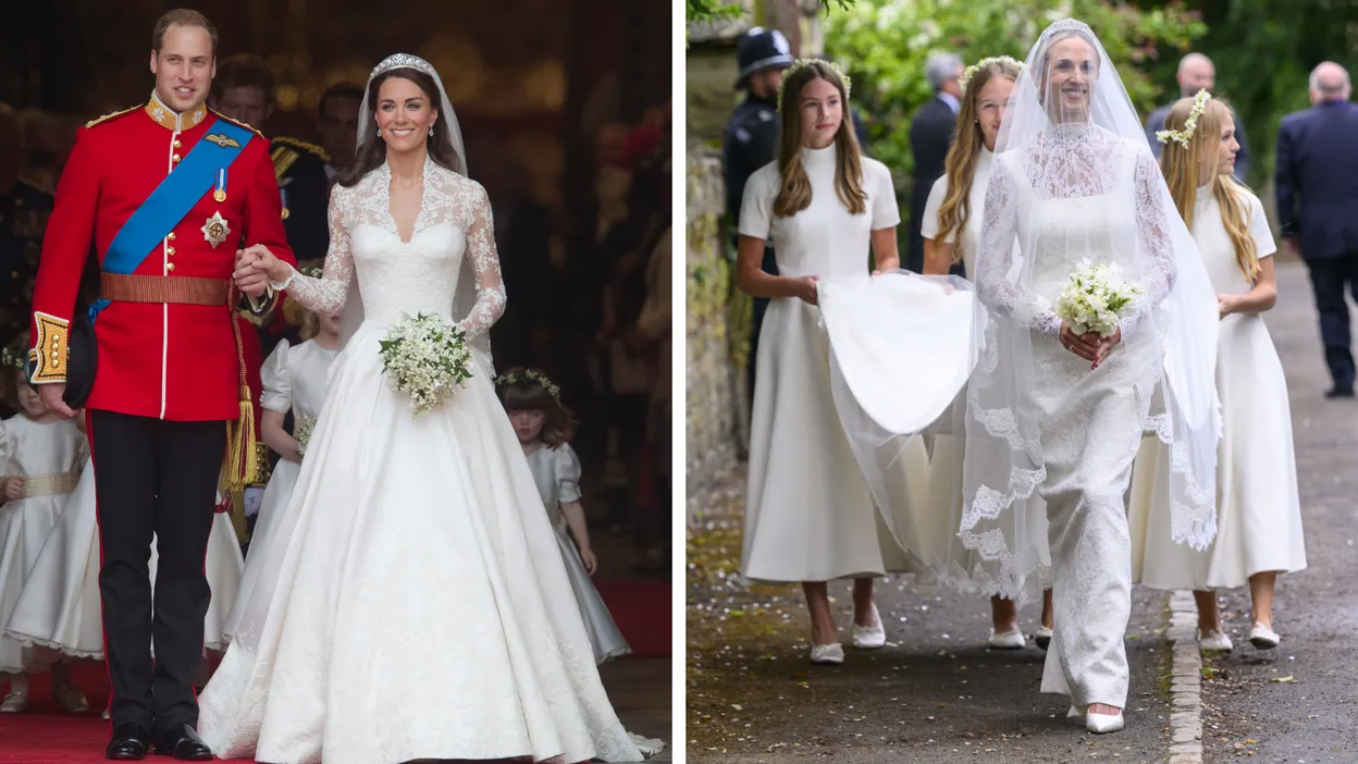 Royal wedding Peter Phillips en Harriet Sperling: vergelijking bruidsjurken Kate Middleton en Harriet Sperling.