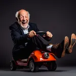 Oudere man achter 'het stuur'