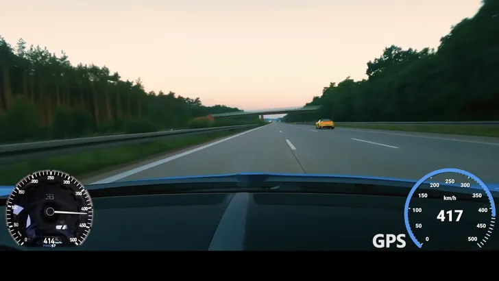 VIDEO: onboard bij een Bugatti Chiron op de autobahn (417 km/u!)
