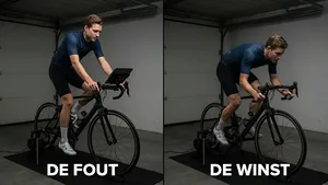 Manier om je aerohouding te trainen: het verschil tussen rechtop zittend op de indoortrainer en in een diepe, aerodynamische fietshouding.