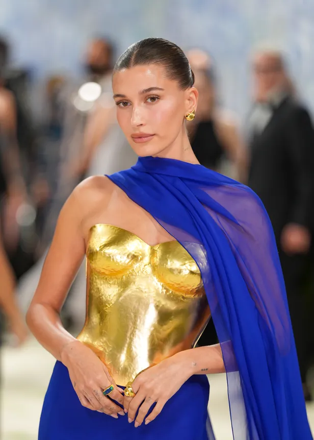 Hailey Bieber in Saint Laurent