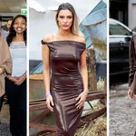 Mocha Mousse – drieluik foto's van mensen in de kleur mocha mousse met links prinses Sofia van Zweden, midden Lele Pons en rechts Yoyo Cao.