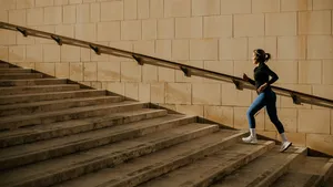 Vrouw rent op een trap in Malta