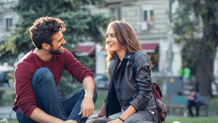 Couple on a date at the park